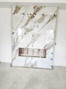 Custom granite tile fireplace near Westminster, CO
