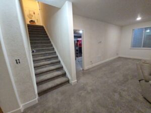 Basement finishing, drywall, texture, trim, painting and carpet installation near Westminster, CO