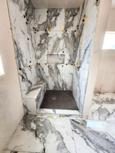 Stone tile shower installation