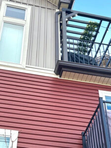 Downspout to gutter, upper level